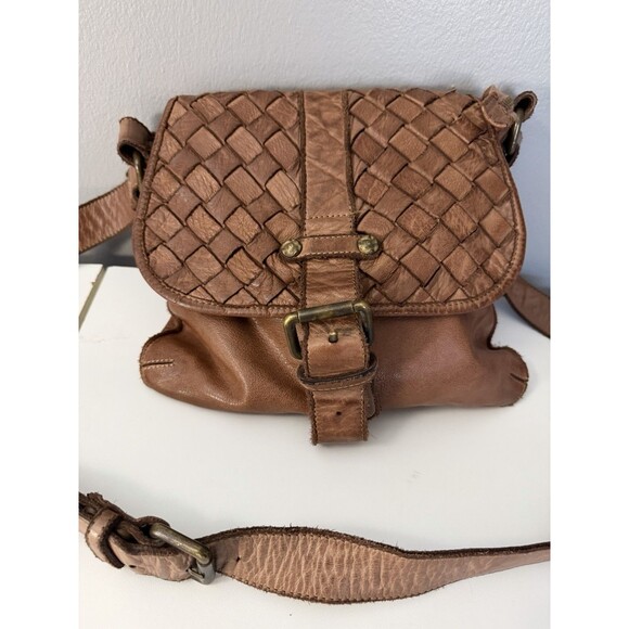 Civico93 Italian Woven Leather Crossbody Shoulder Bag Brown Boho Purse Handbag - Picture 2 of 14